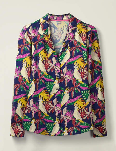 Sierra Blouse - Navy, Parakeet Palm Sierra Blouse - Navy, Parakeet Palm