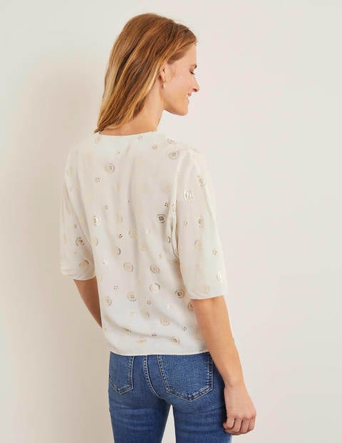 Rosie Top - Ivory and Gold, Stamp Block Rosie Top - Ivory and Gold, Stamp Block