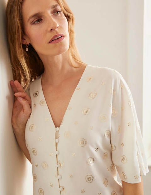 Rosie Top - Ivory and Gold, Stamp Block Rosie Top - Ivory and Gold, Stamp Block
