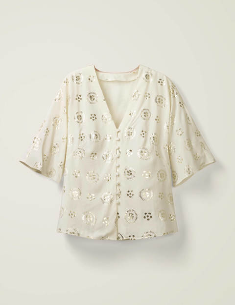 Rosie Top - Ivory and Gold, Stamp Block Rosie Top - Ivory and Gold, Stamp Block