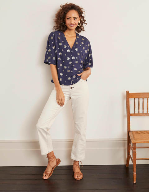 Rosie Top - Navy and Gold, Stamp Block Rosie Top - Navy and Gold, Stamp Block