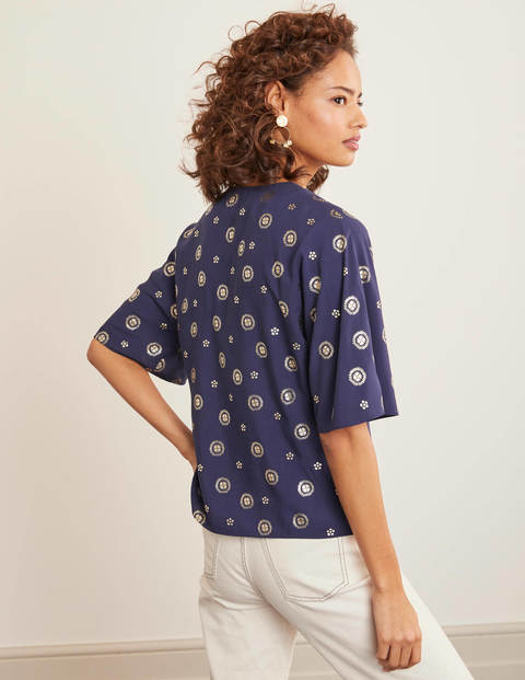 Rosie Top - Navy and Gold, Stamp Block Rosie Top - Navy and Gold, Stamp Block