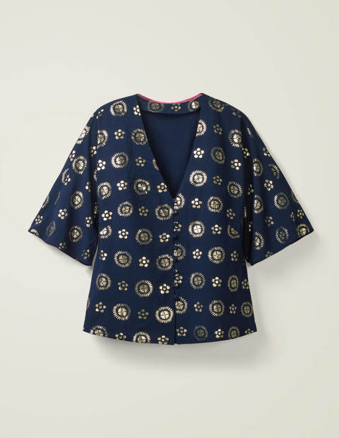 Rosie Top - Navy and Gold, Stamp Block Rosie Top - Navy and Gold, Stamp Block