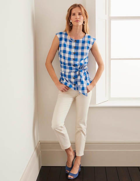 Cassidy Linen Top - Bold Blue Gingham Cassidy Linen Top - Bold Blue Gingham