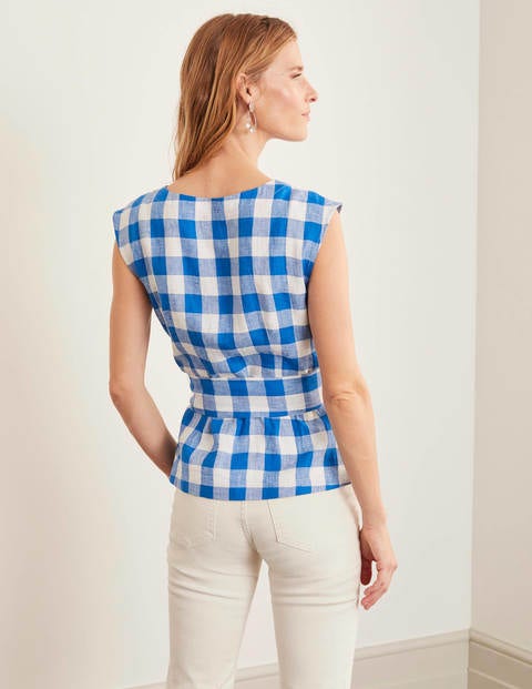 Cassidy Linen Top - Bold Blue Gingham Cassidy Linen Top - Bold Blue Gingham