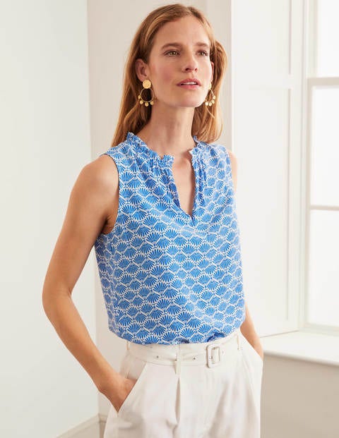 Christabel Top - Bold Blue, Deco Palm Christabel Top - Bold Blue, Deco Palm