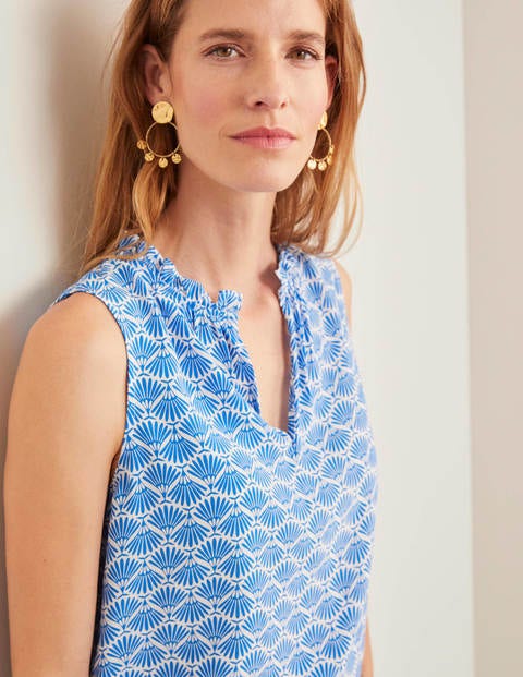 Christabel Top - Bold Blue, Deco Palm Christabel Top - Bold Blue, Deco Palm