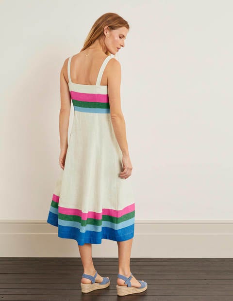 Willa Midikleid mit Knöpfen - Kräftiges Blau/Eisblau, Gestreift Willa Midikleid mit Knöpfen - Kräftiges Blau/Eisblau, Gestreift