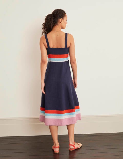 Willa Button Midi Dress - French Navy and Iceberg Stripe Willa Button Midi Dress - French Navy and Iceberg Stripe