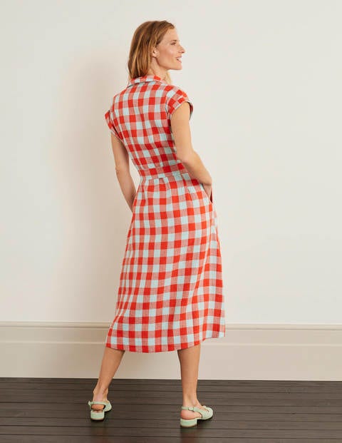 Robe Cassidy en lin - Vichy orange crépuscule Robe Cassidy en lin - Vichy orange crépuscule