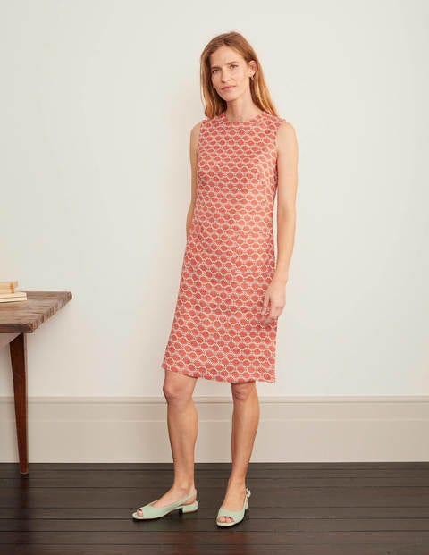 Robe Natalia en lin - Orange crépuscule, palmier déco Robe Natalia en lin - Orange crépuscule, palmier déco