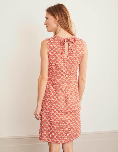 Robe Natalia en lin - Orange crépuscule, palmier déco Robe Natalia en lin - Orange crépuscule, palmier déco