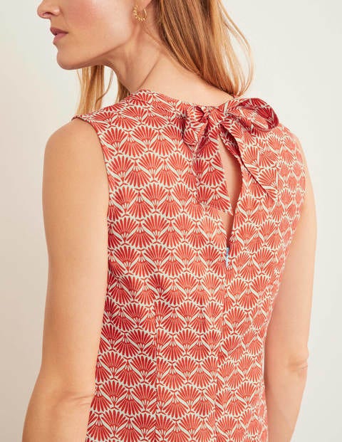 Robe Natalia en lin - Orange crépuscule, palmier déco Robe Natalia en lin - Orange crépuscule, palmier déco