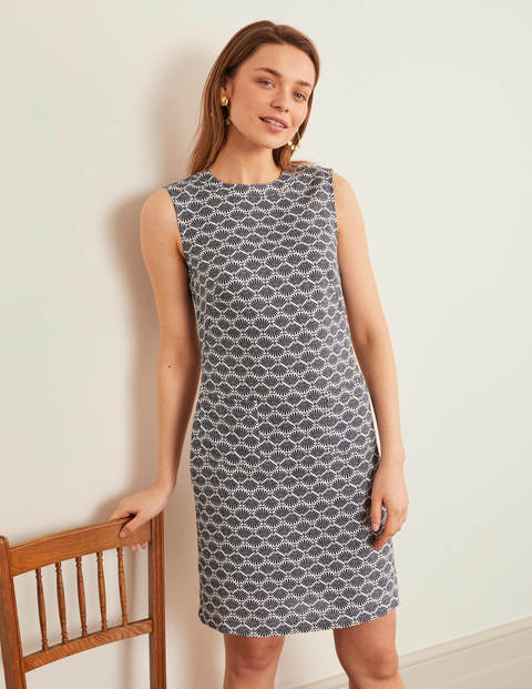 Natalia Linen Dress - Navy, Deco Palm Natalia Linen Dress - Navy, Deco Palm