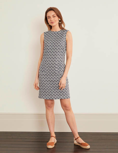 Natalia Linen Dress - Navy, Deco Palm Natalia Linen Dress - Navy, Deco Palm