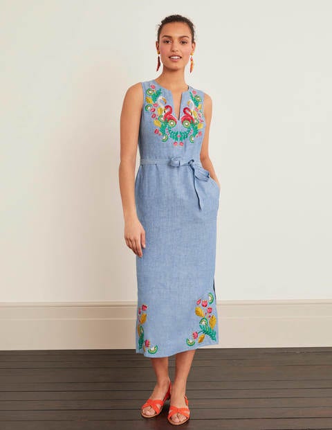 embroidered dress midi