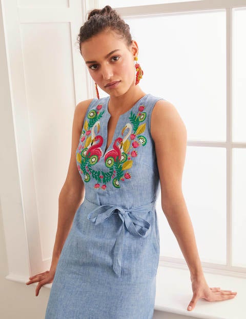 embroidered dress midi