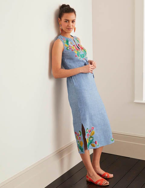 tanzine embroidered midi dress