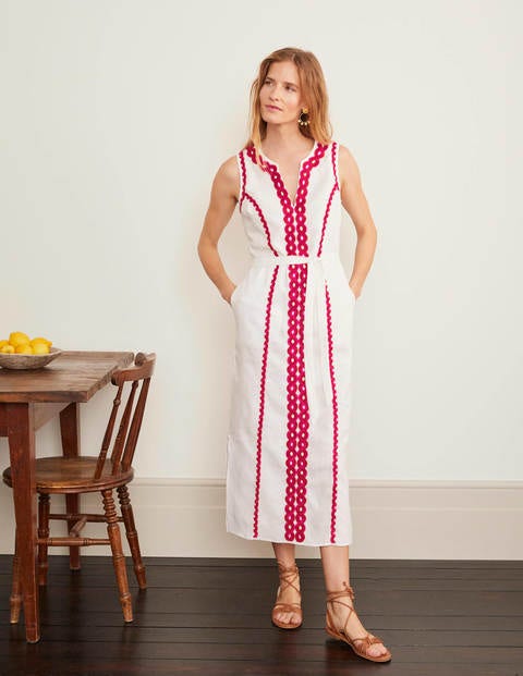 Cora Embroidered Midi Dress - White Cora Embroidered Midi Dress - White