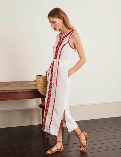 Cora Embroidered Midi Dress - White Cora Embroidered Midi Dress - White