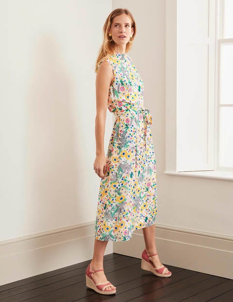 Zada Midikleid - Naturweiß, Feldblumen Zada Midikleid - Naturweiß, Feldblumen