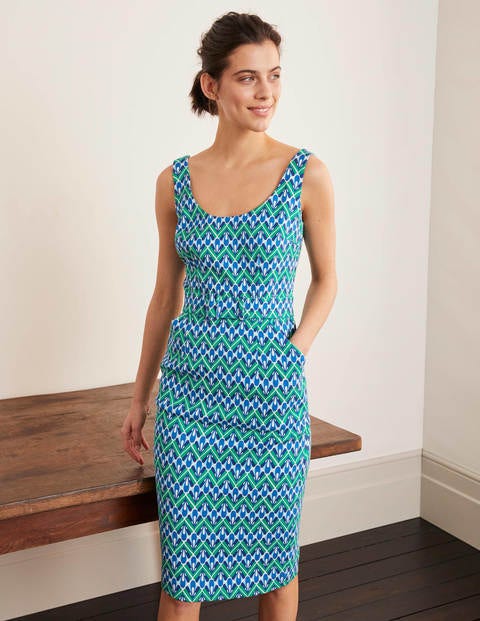 May Textured Dress - Rich Emerald, Deco Fan May Textured Dress - Rich Emerald, Deco Fan