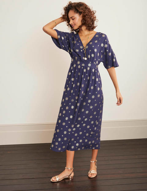navy and gold maxi dress