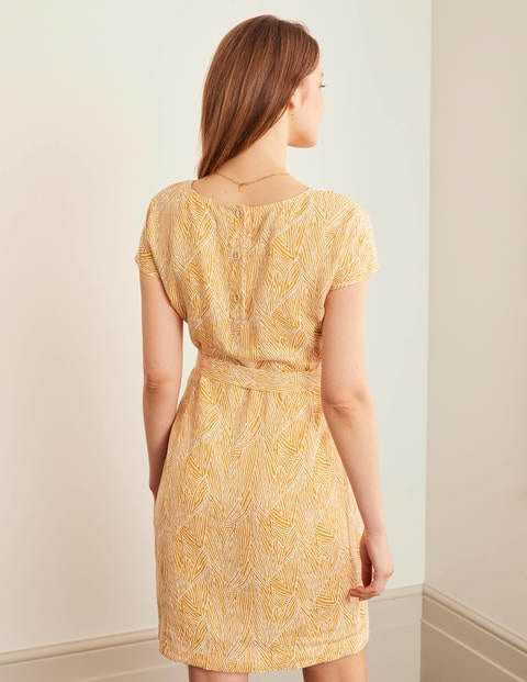 Lara Linen Dress - Tuscan Sun, Tropical Leaf Lara Linen Dress - Tuscan Sun, Tropical Leaf