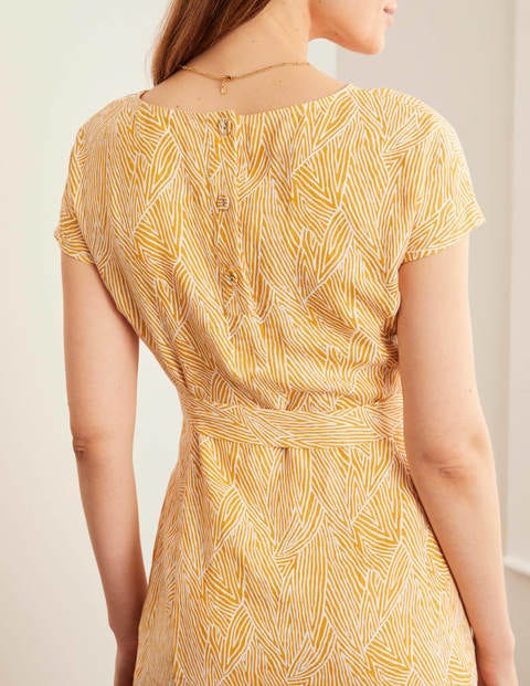 Lara Linen Dress - Tuscan Sun, Tropical Leaf Lara Linen Dress - Tuscan Sun, Tropical Leaf