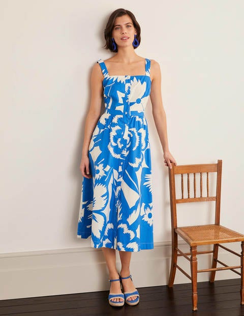 Juniper Midi Dress - Bold Blue, Tropical Bloom