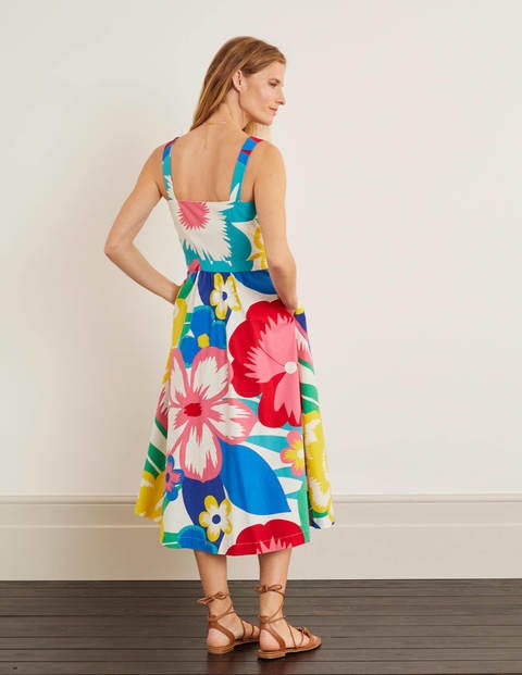 Juniper Midi Dress - Ivory Camellia, Tropical Bloom Juniper Midi Dress - Ivory Camellia, Tropical Bloom