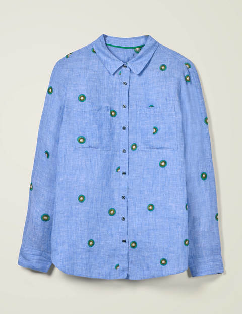 Chemise Brodée En Lin - Chambray avec broderie kiwi Chemise Brodée En Lin - Chambray avec broderie kiwi