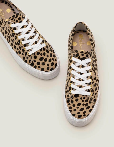 Canvas Flatform Plimsolls - Natural Cheetah Canvas Flatform Plimsolls - Natural Cheetah