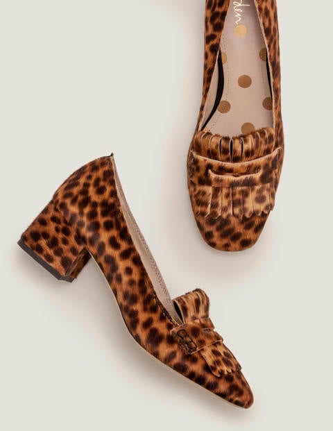Victoria Mid Heel Loafers - Tan Leopard Victoria Mid Heel Loafers - Tan Leopard
