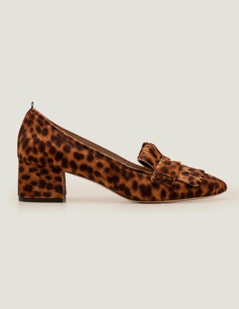 Victoria Mid Heel Loafers - Tan Leopard Victoria Mid Heel Loafers - Tan Leopard