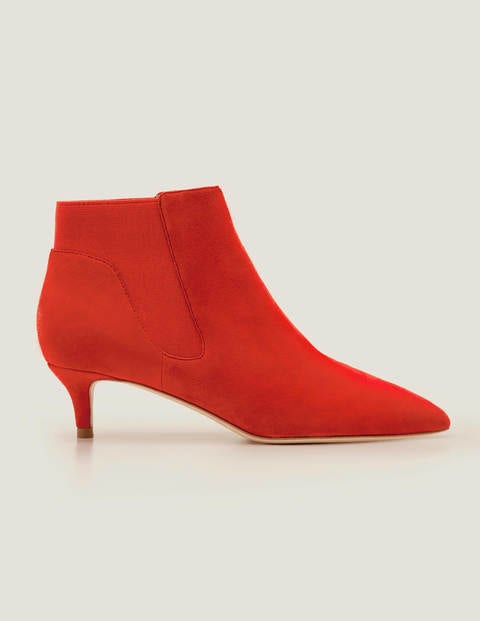 red suede kitten heel boots