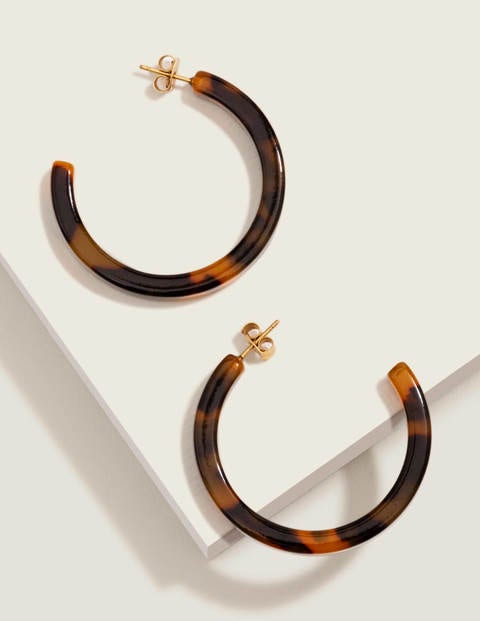 Resin Hoop Earrings - Brown Tortoiseshell Resin Hoop Earrings - Brown Tortoiseshell