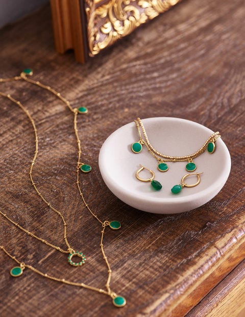 Semi-precious Hoops - Gold/Green Agate Multi Semi-precious Hoops - Gold/Green Agate Multi