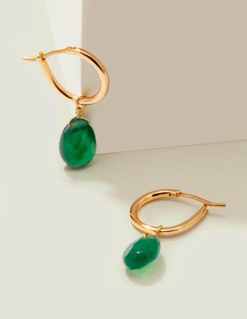 Semi-precious Hoops - Gold/Green Agate Multi Semi-precious Hoops - Gold/Green Agate Multi