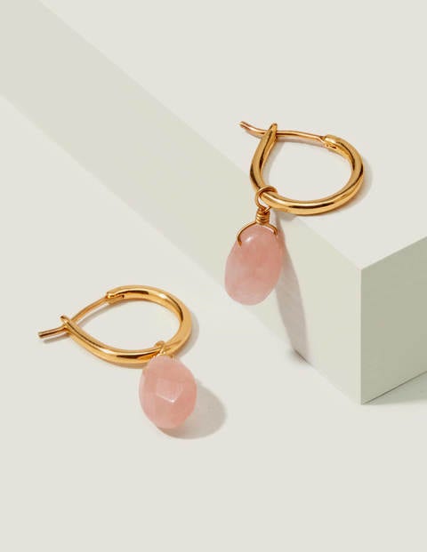 Semi-Precious Hoops - Gold/Rose Quartz Semi-Precious Hoops - Gold/Rose Quartz