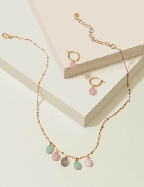 Semi-Precious Hoops - Gold/Rose Quartz Semi-Precious Hoops - Gold/Rose Quartz