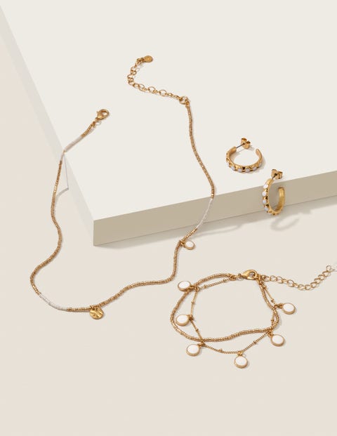 Enamel Bracelet - Gold Metallic/Ivory Enamel Bracelet - Gold Metallic/Ivory