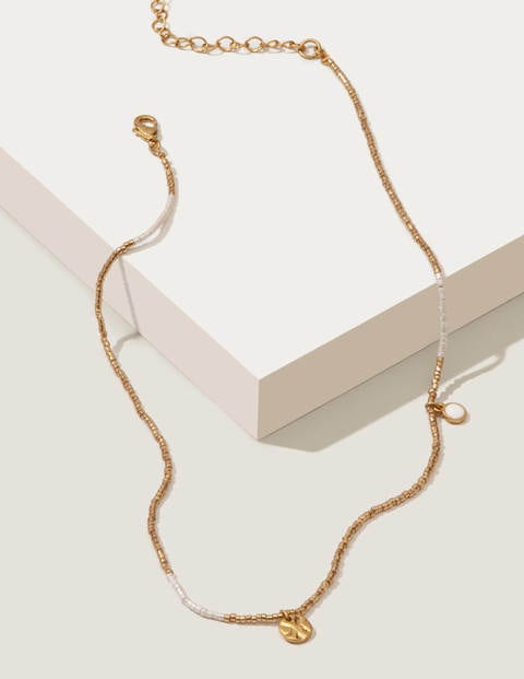 Beaded Necklace - Gold Metallic/Ivory Beaded Necklace - Gold Metallic/Ivory