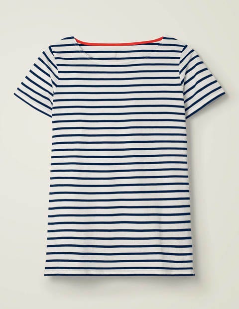 Kurzärmeliges Bretonshirt - Naturweiß/Navy Kurzärmeliges Bretonshirt - Naturweiß/Navy