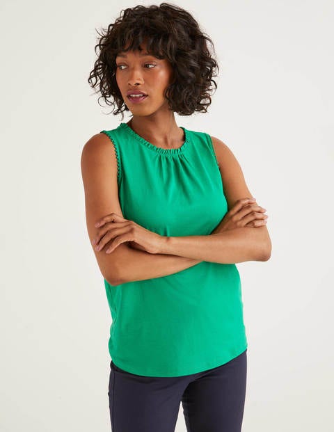 Frill Jersey Tank - Rich Emerald Frill Jersey Tank - Rich Emerald