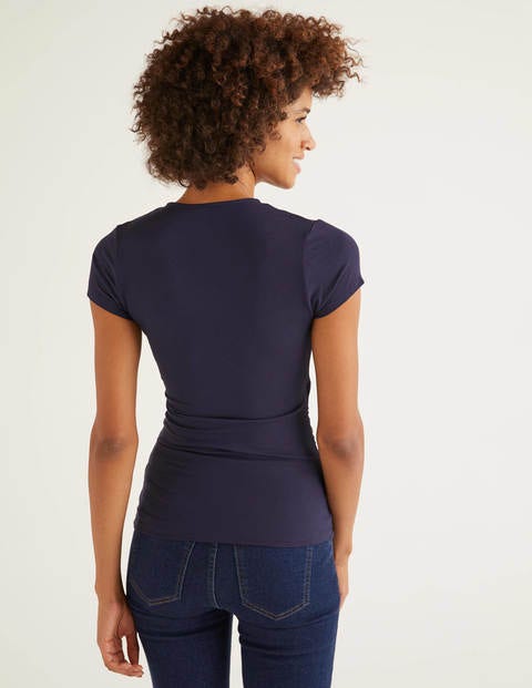 Short Sleeve Jersey Wrap Top - Navy Short Sleeve Jersey Wrap Top - Navy