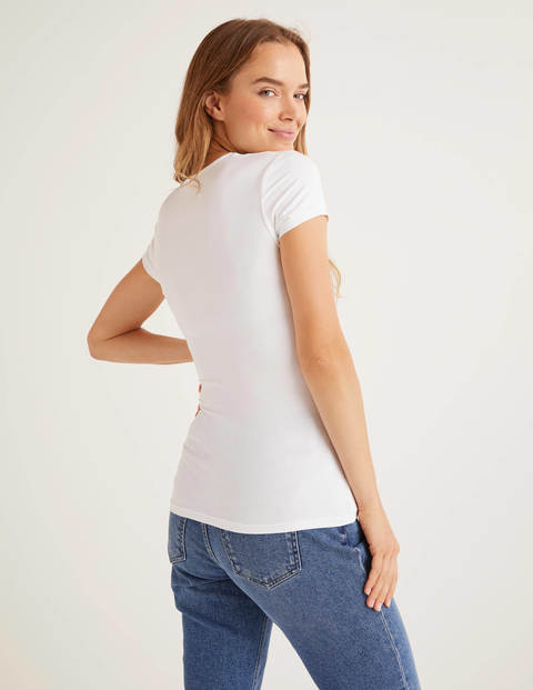 Short Sleeve Jersey Wrap Top - White Short Sleeve Jersey Wrap Top - White