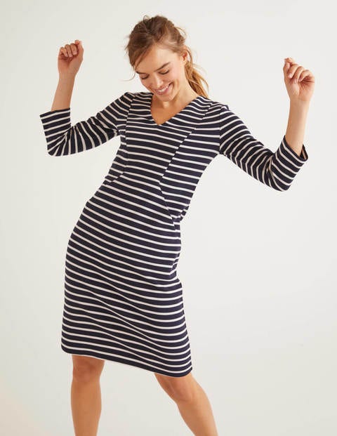 Bronte Ottoman Dress - Navy/Ivory Bronte Ottoman Dress - Navy/Ivory