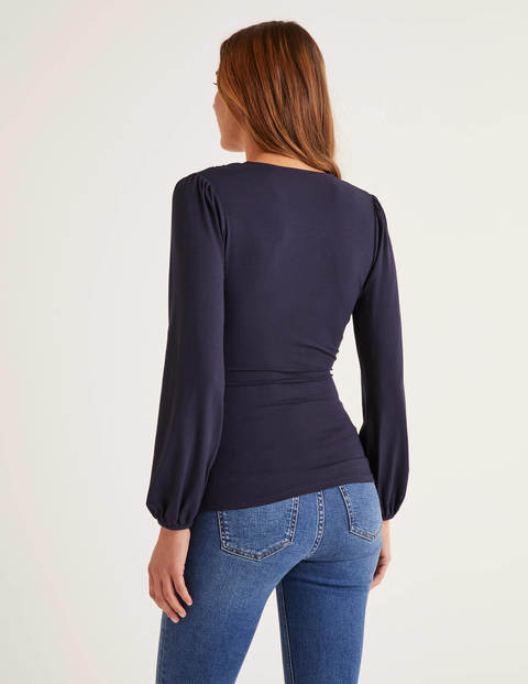Elodie Jersey Wrap Top - Navy Elodie Jersey Wrap Top - Navy
