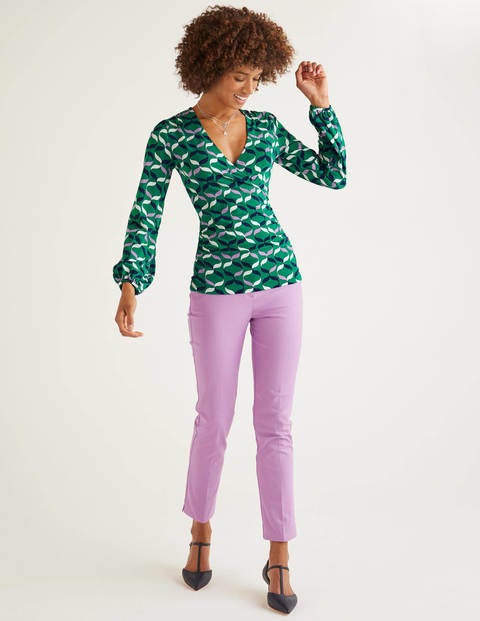 Elodie Jersey Wrap Top - Forest, Ribbons Multi Elodie Jersey Wrap Top - Forest, Ribbons Multi